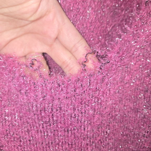 Anthropologie Maeve The Violetta Pink Tinsel Open Back Sweater Size Small - Picture 15 of 16